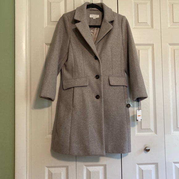 ☘️NWT! Laundry by Shelli Segal Heather Gray Notch Lapel Coat - Picture 1 of 5